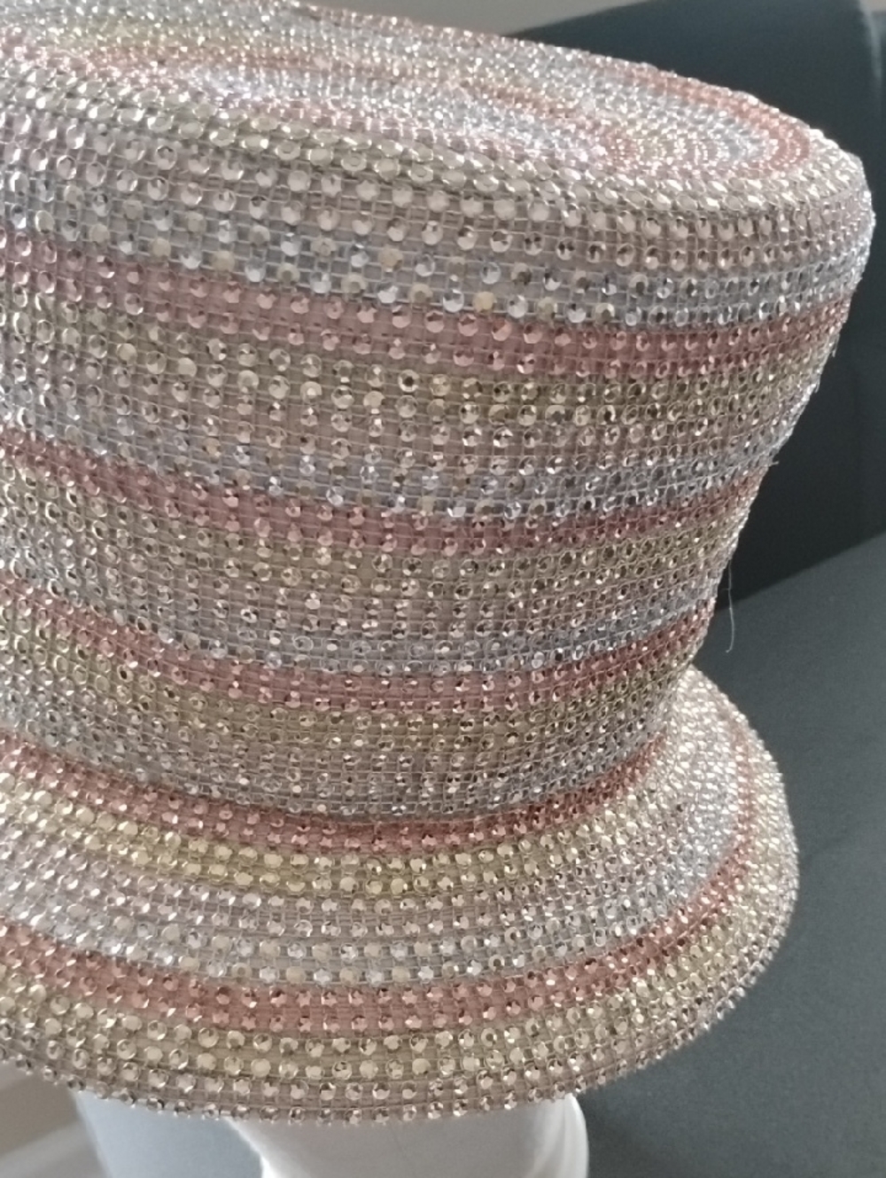 Elegant Women's Blush Crystal Embellished Dress Hat - Picture 3 of 4